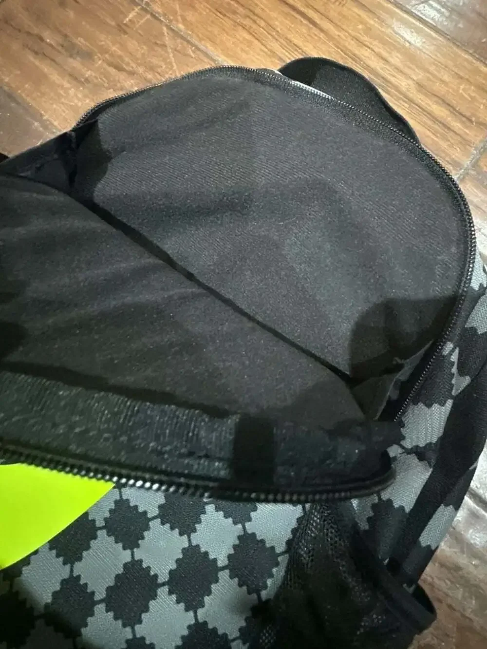 Nike Brasilia JDI Kids' Mini Backpack in Black/Grey Checkered with Volt Swoosh